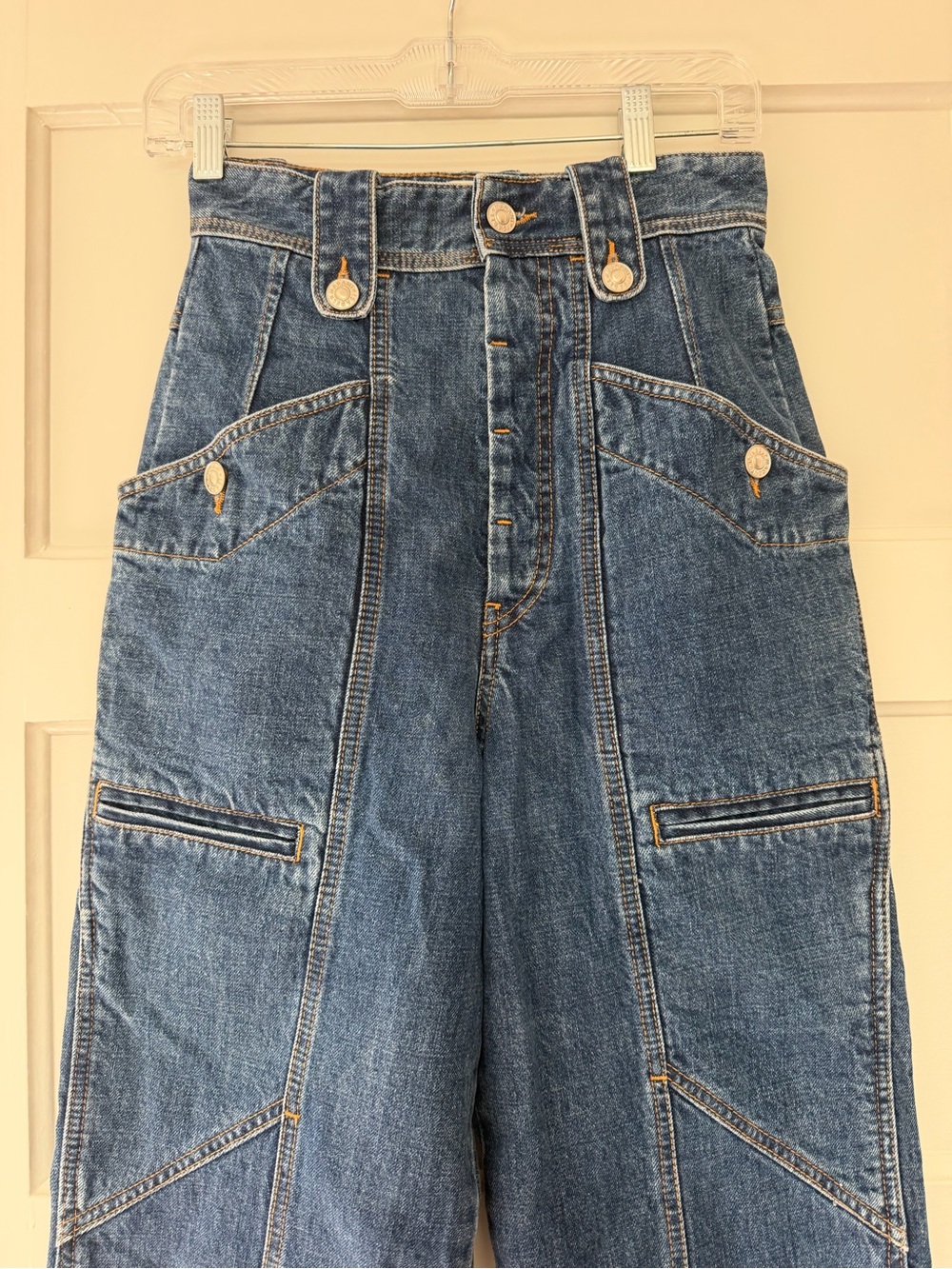Isabel Marant Étoile Neko Denim Tapered Trousers Size 34 / XS US 2 - Picture 5 of 14